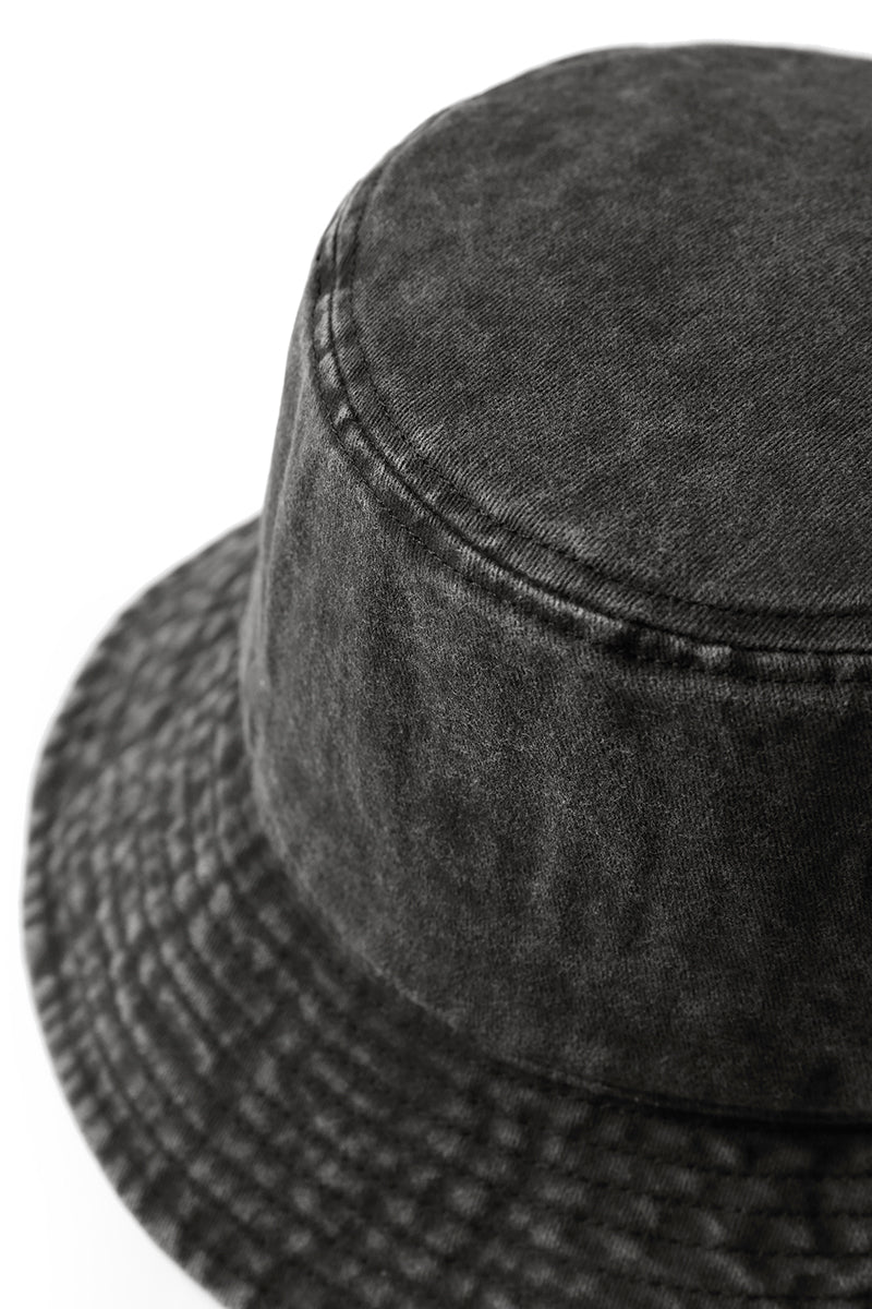 280gsm 100% cotton drill washed bucket hat - Black Faded - View