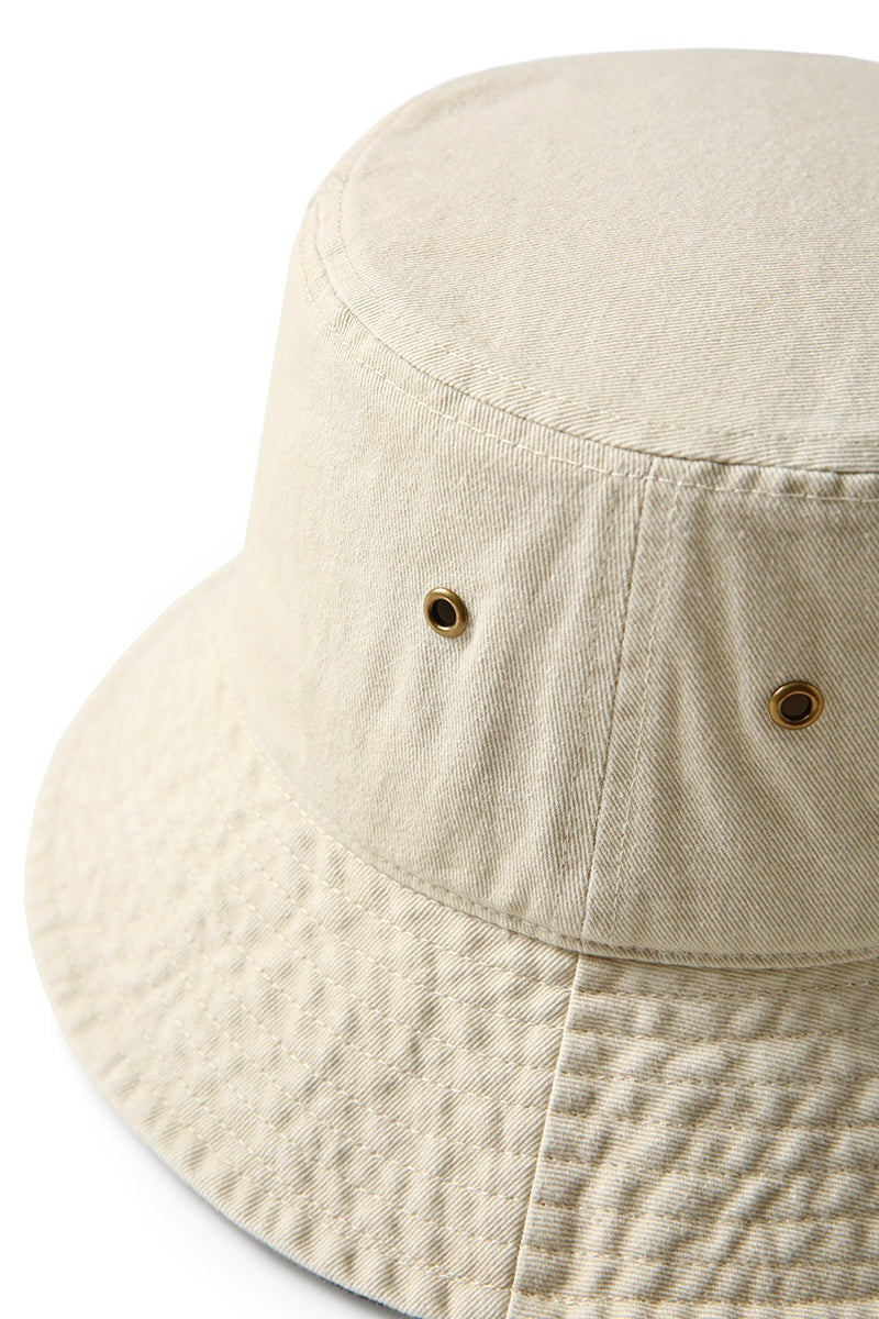 280gsm 100% cotton drill washed bucket hat - Natural Faded - View
