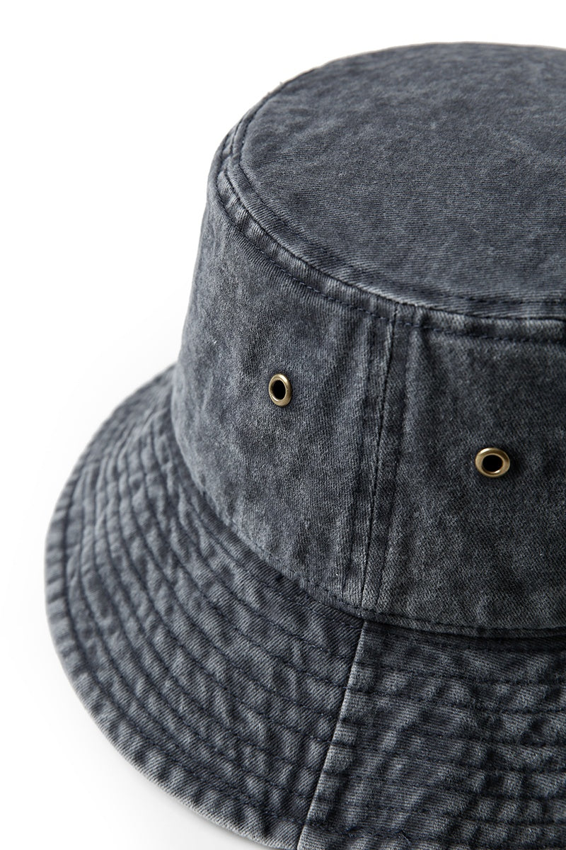 280gsm 100% cotton drill washed bucket hat - Navy Faded - View