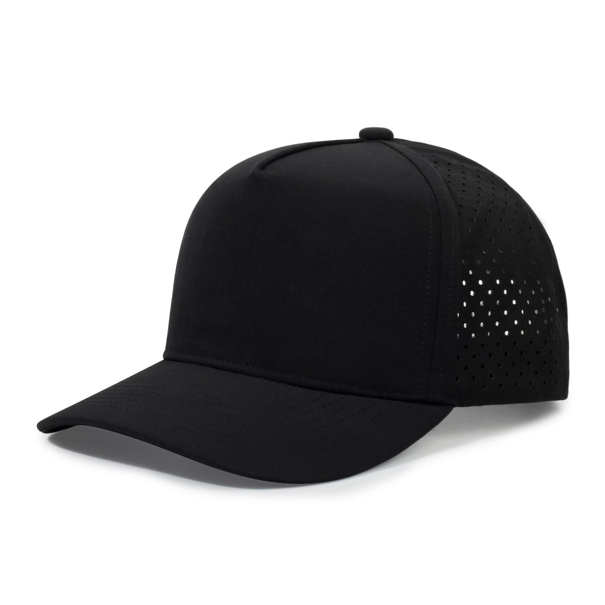 5 panel Sports Mesh Cap - Black - Front