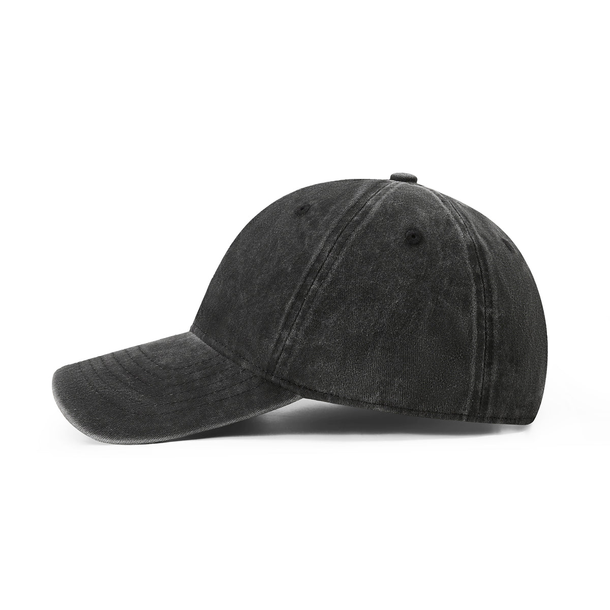 280GSM Cotton Drill Washed Unstructured Caps - Black Faded - View