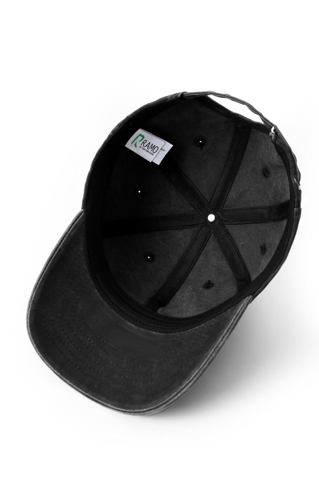280GSM Cotton Drill Washed Unstructured Caps - Black Faded - View