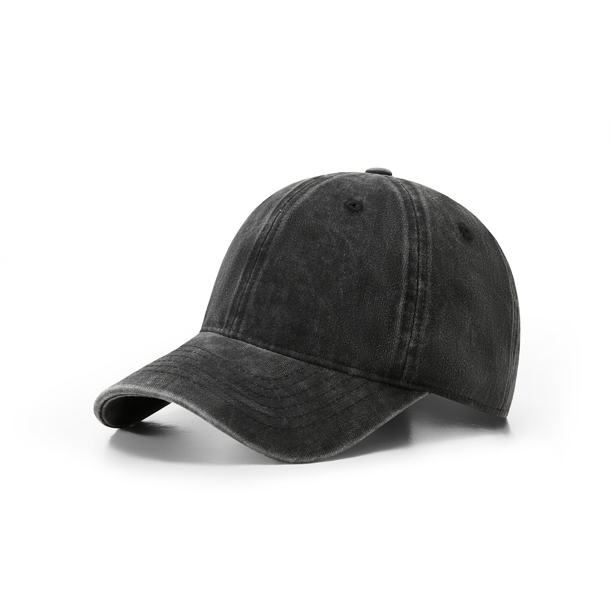 280GSM Cotton Drill Washed Unstructured Caps - Black Faded - Front