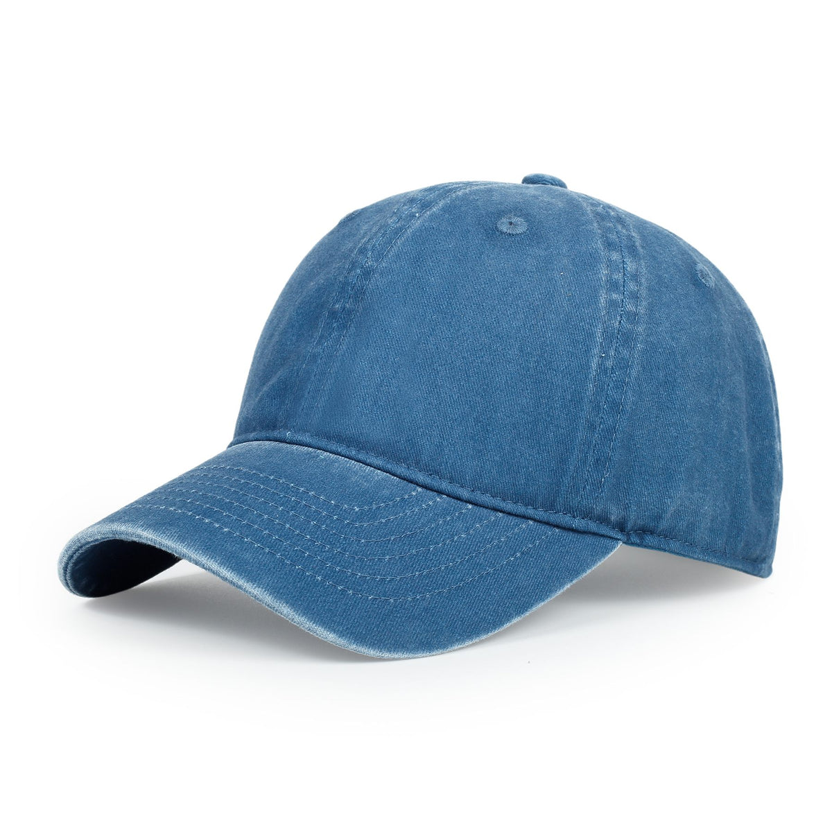 280GSM Cotton Drill Washed Unstructured Caps - French Blue Faded - Front