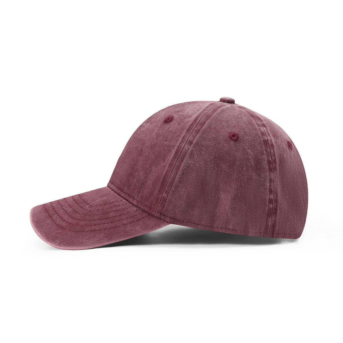280GSM Cotton Drill Washed Unstructured Caps - Maroon Faded - View