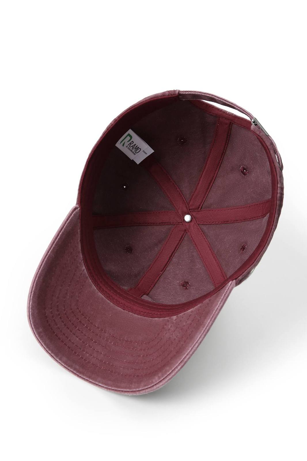 280GSM Cotton Drill Washed Unstructured Caps - Maroon Faded - View