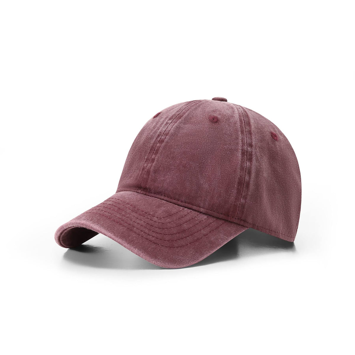 280GSM Cotton Drill Washed Unstructured Caps - Maroon Faded - Front