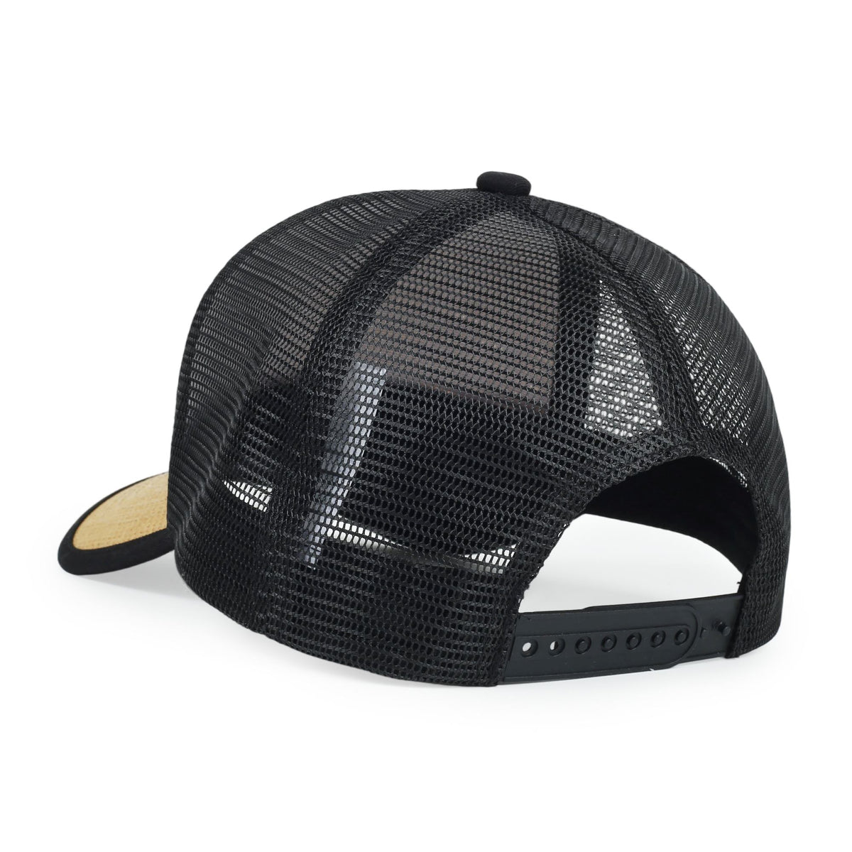 Straw Mesh Trucker Caps - Black/Oak - View