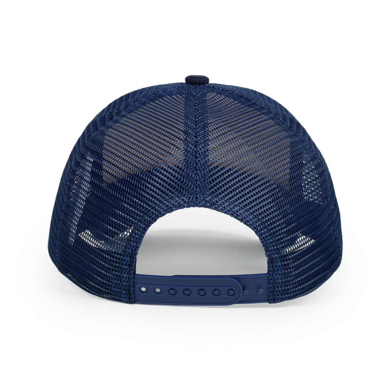 Straw Mesh Trucker Caps - Navy/Natural - Back