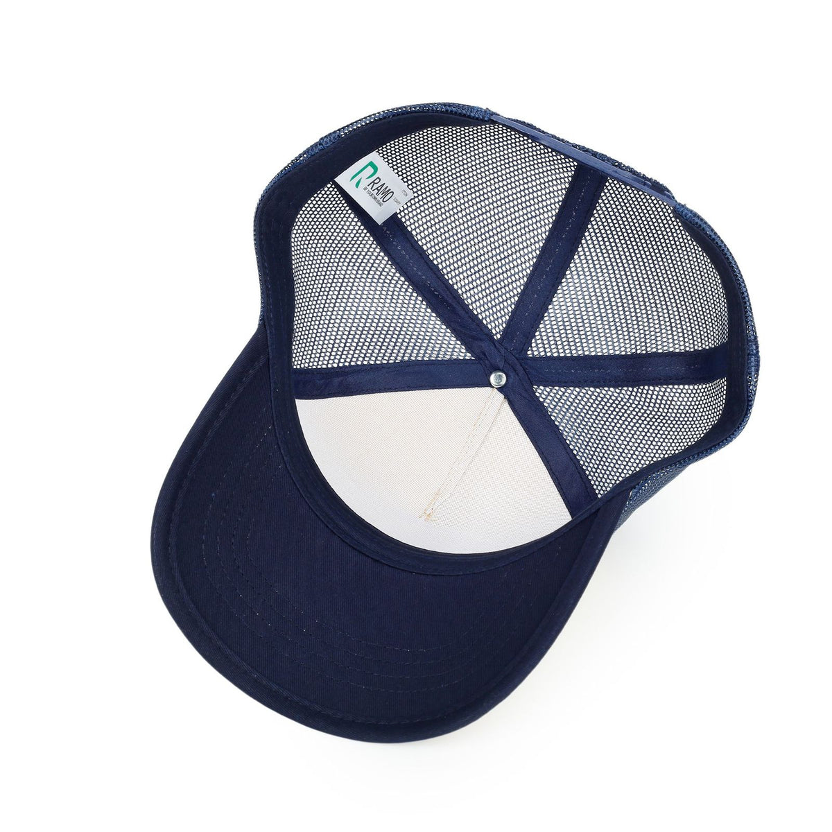 Straw Mesh Trucker Caps - Navy/Natural - View