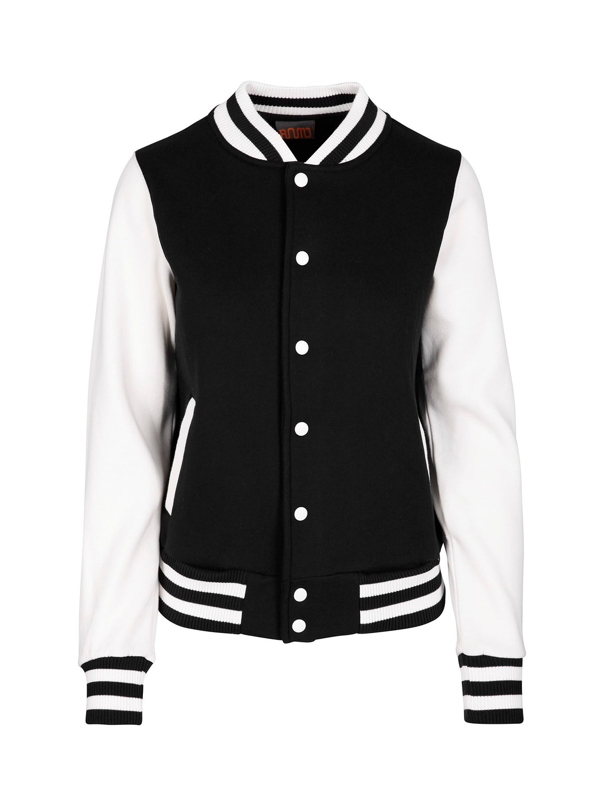 Womens/Junior Varsity Jacket - Black/White - Front