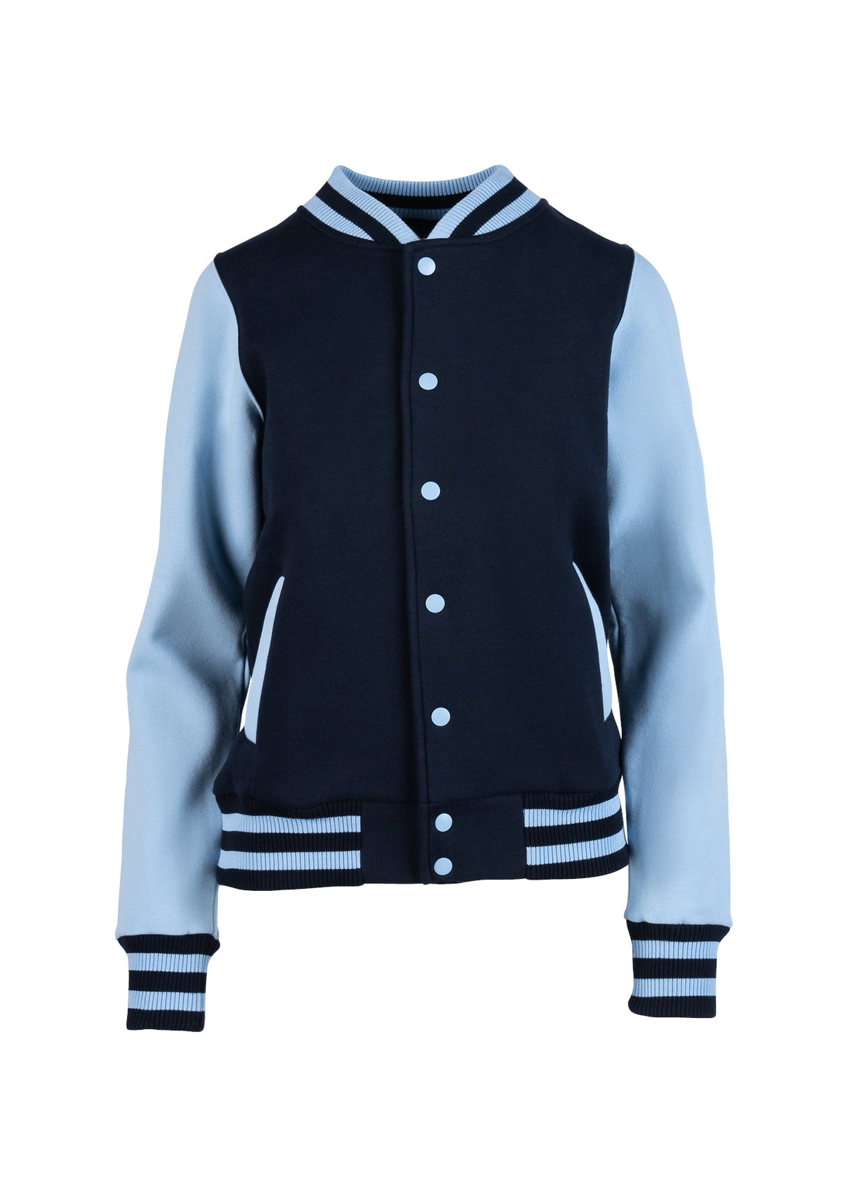 Womens/Junior Varsity Jacket - Navy/Sky - Front