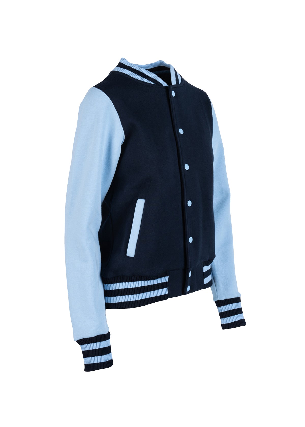 Womens/Junior Varsity Jacket - Navy/Sky - Side
