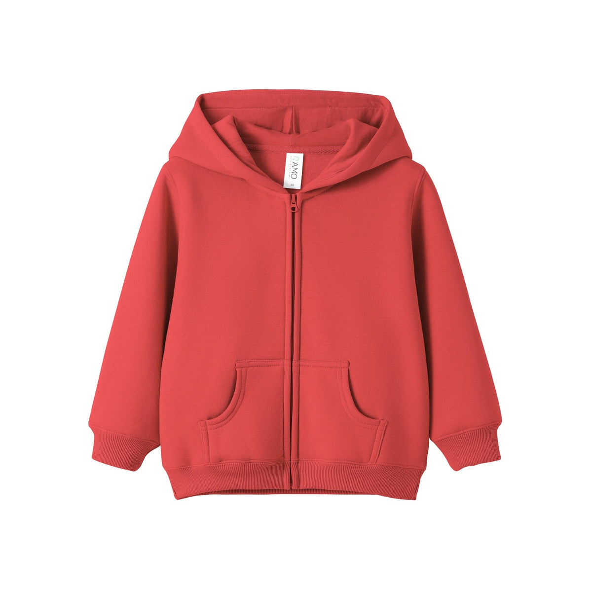 Fleece baby Zip Hoodie - Coral Red - Front
