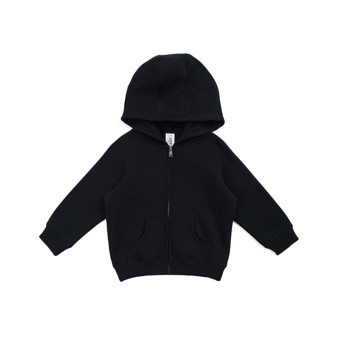 Babies Cotton Care Kangaroo Zip Pocket Hoodie - Black - Front
