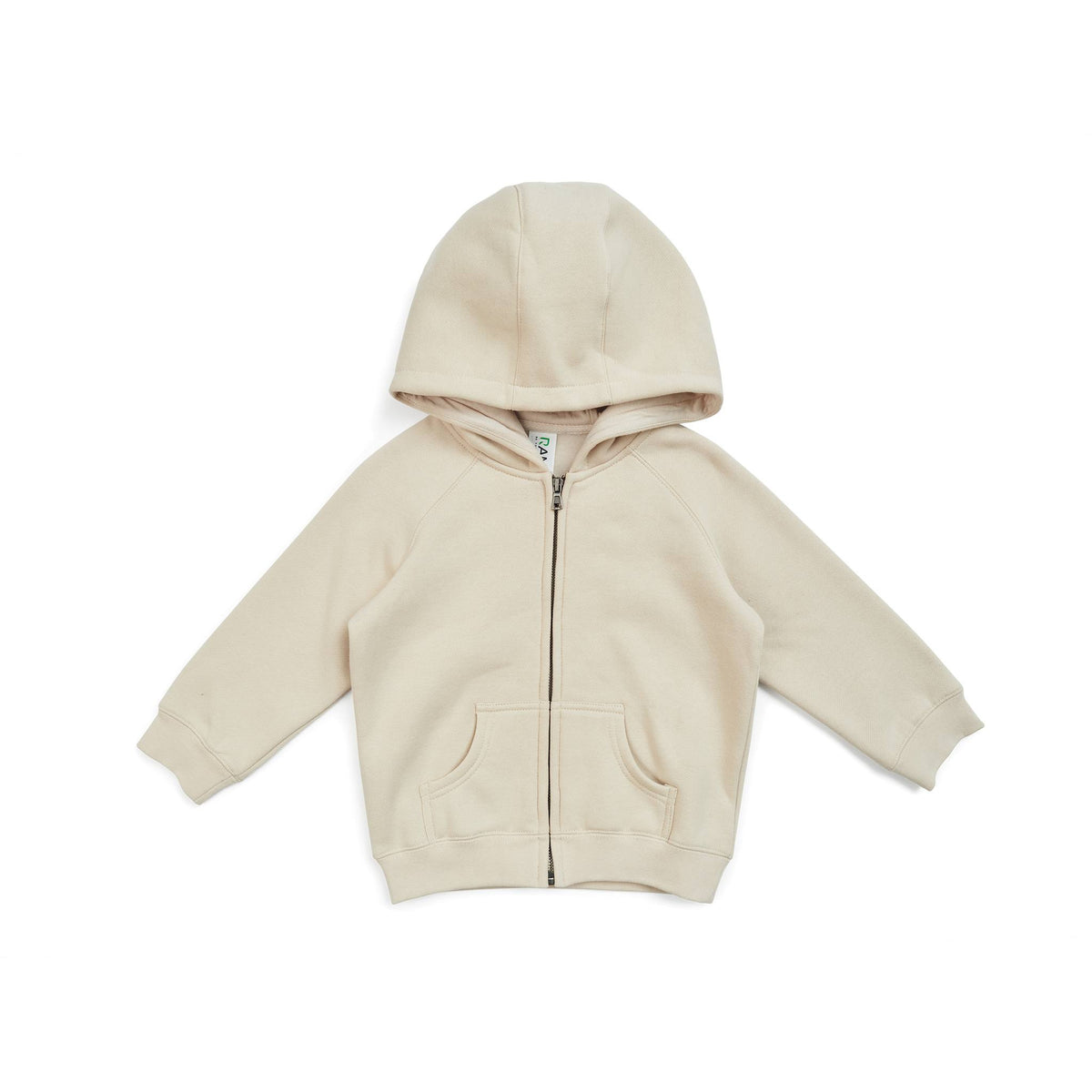 Babies Cotton Care Kangaroo Zip Pocket Hoodie - Natural - Front