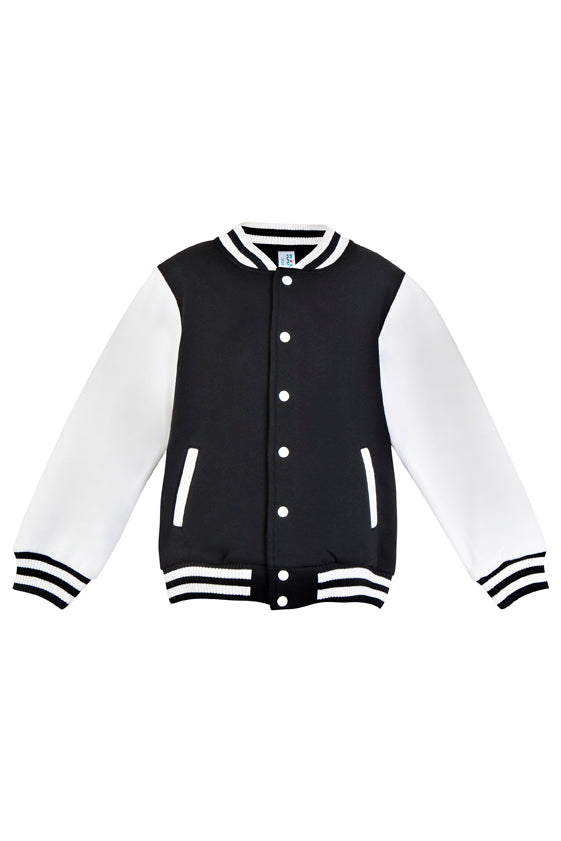 Babies Varsity Jacket - Black/White - Front