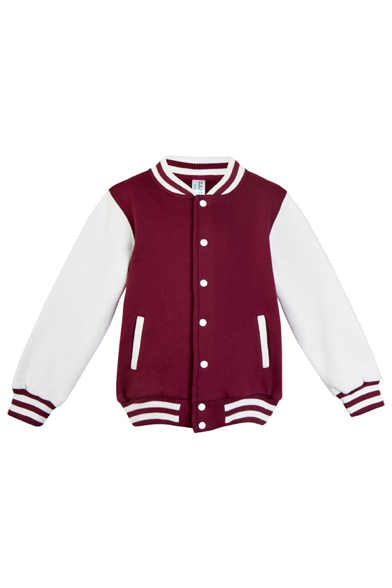 Babies Varsity Jacket - Maroon/White - Front