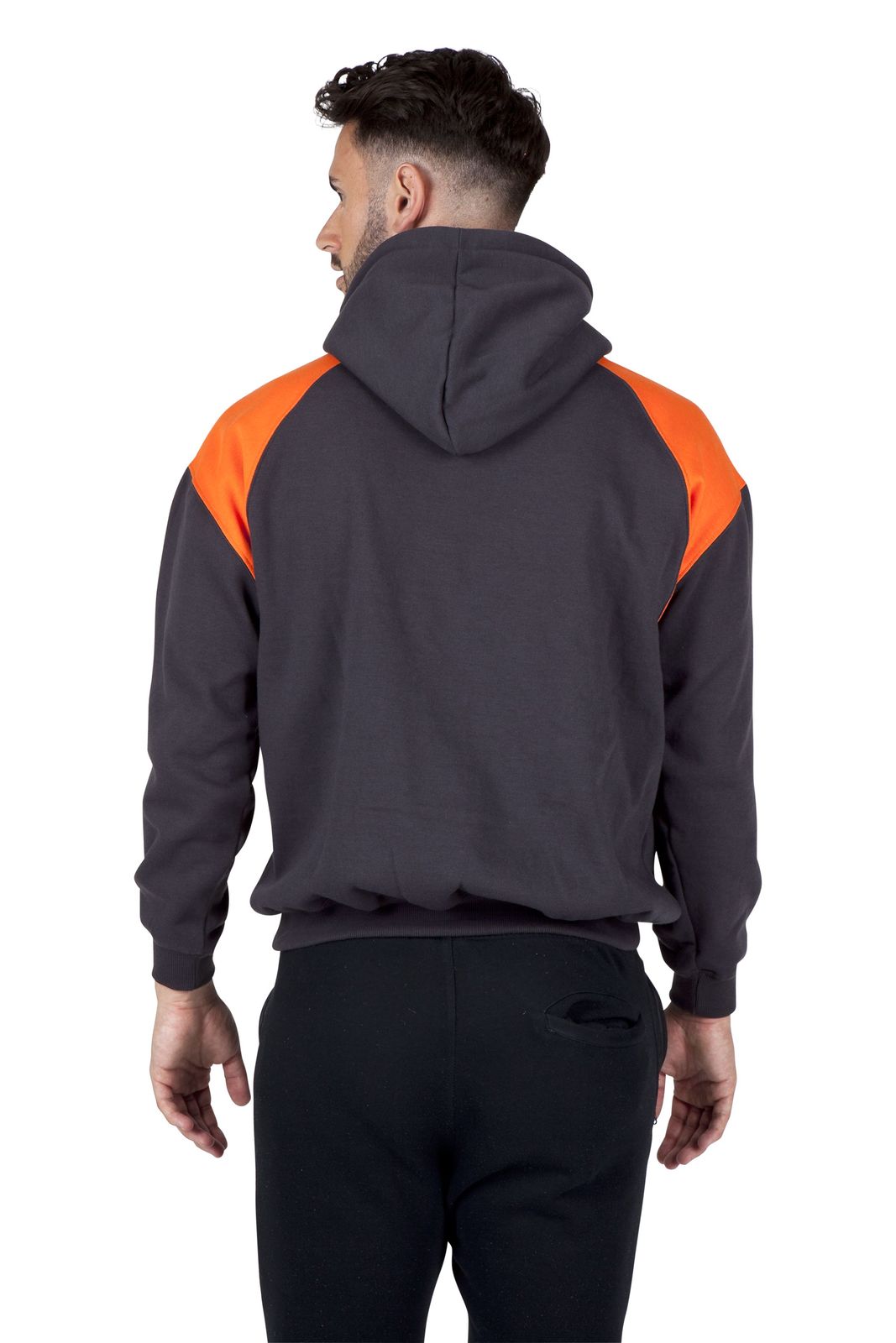 Mens Shoulder Contrast Panel Hoodie - view