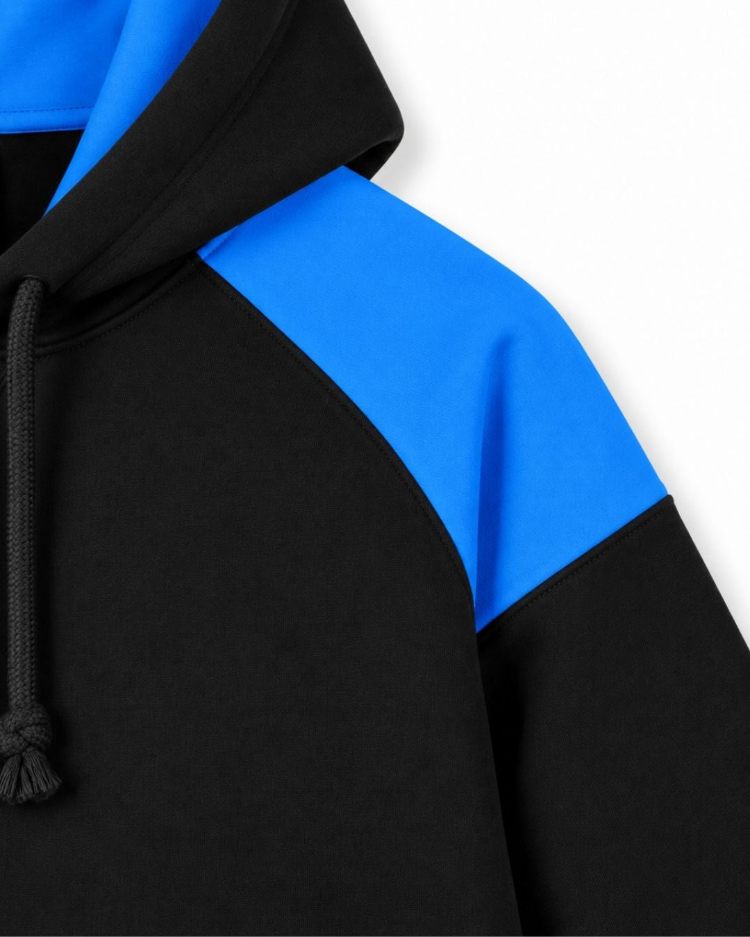 Mens Shoulder Contrast Panel Hoodie - Black/Azure - Side