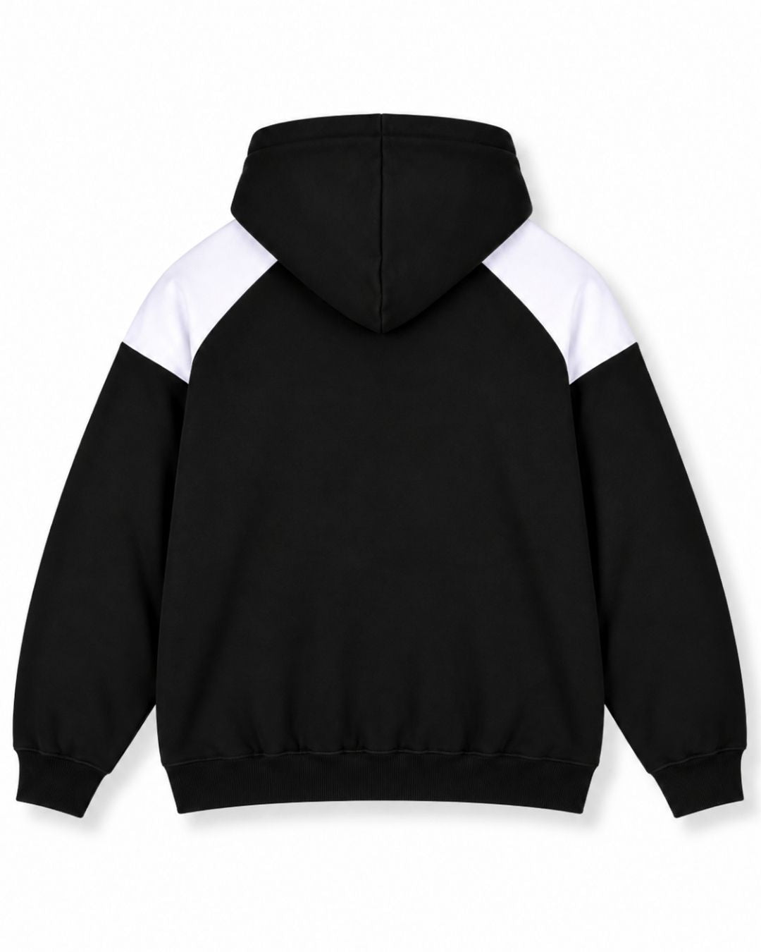 Mens Shoulder Contrast Panel Hoodie - Black/White - Back