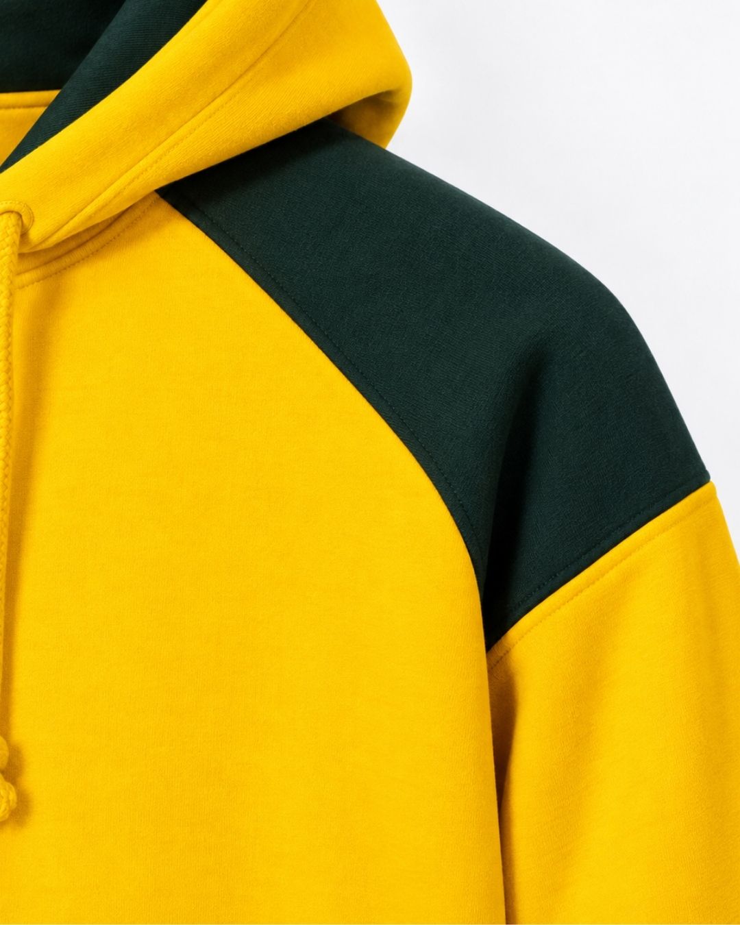 Mens Shoulder Contrast Panel Hoodie - Gold/Bottle - Side