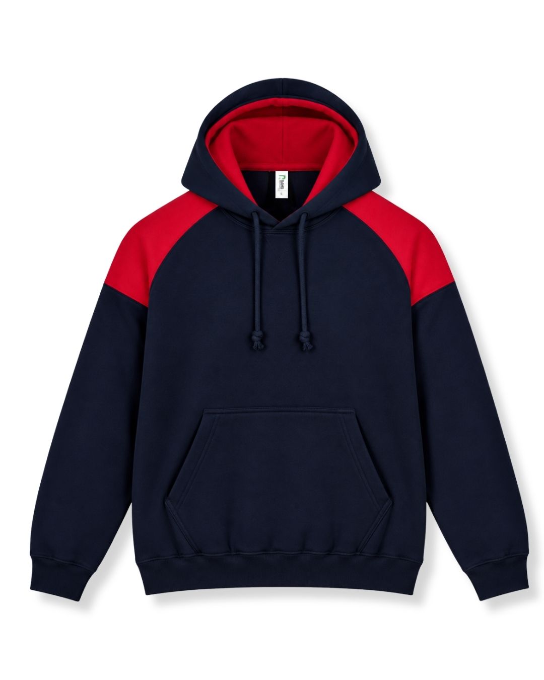 Mens Shoulder Contrast Panel Hoodie - Navy/Red - Front