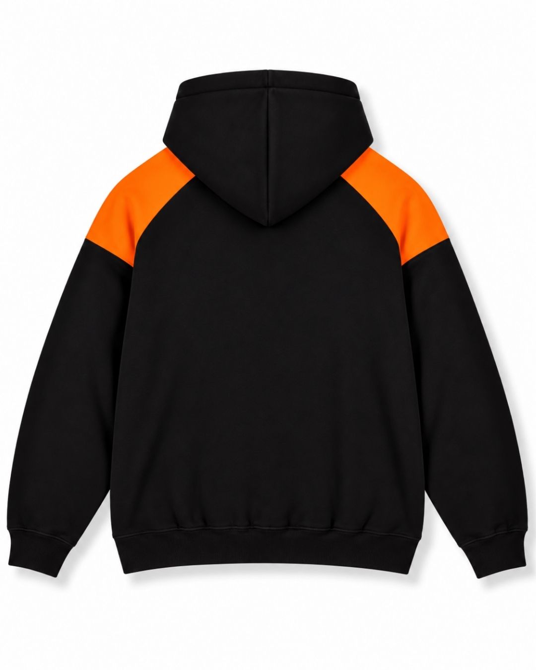 Mens Shoulder Contrast Panel Hoodie - New Charcoal/Orange - Back