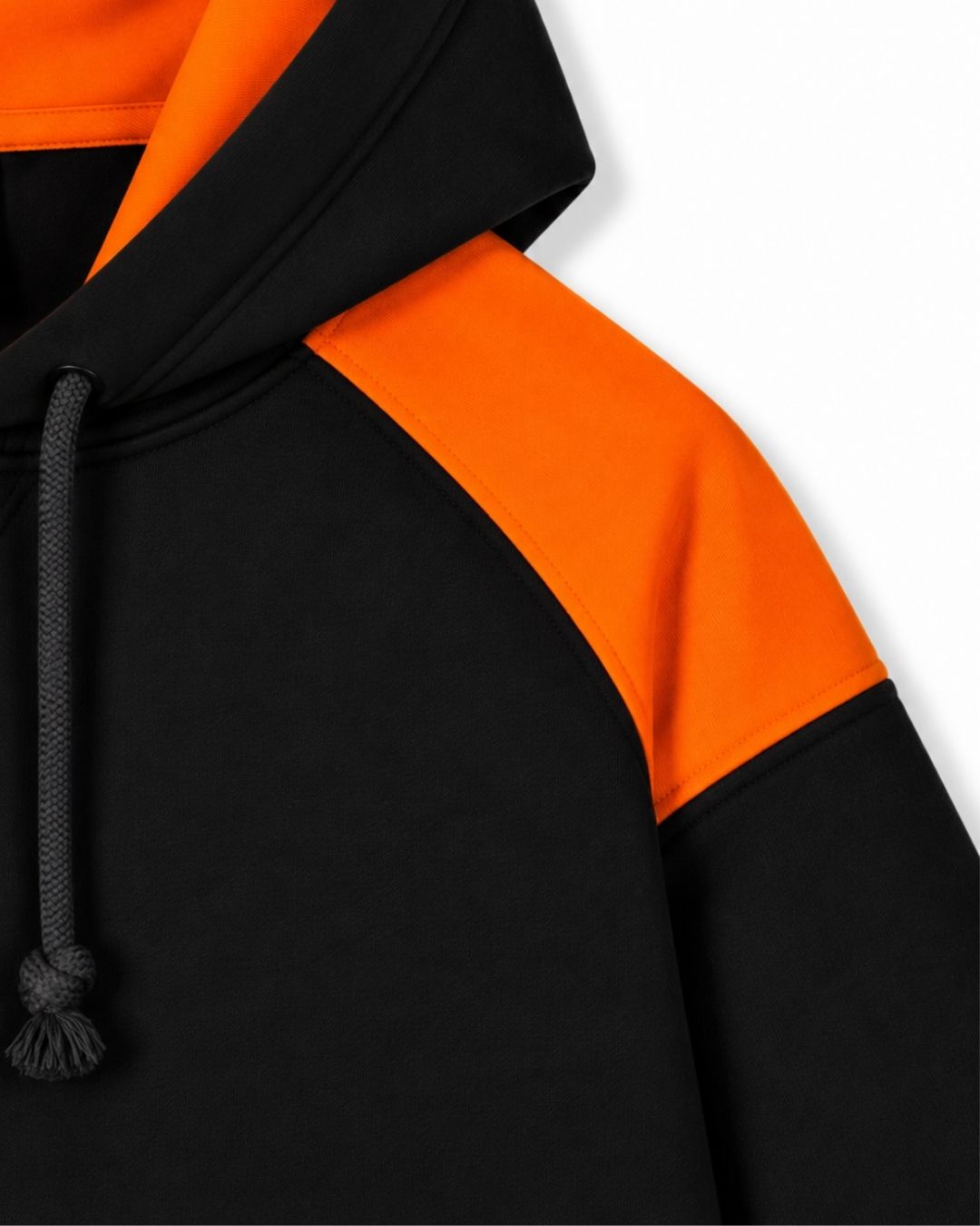 Mens Shoulder Contrast Panel Hoodie - New Charcoal/Orange - Side