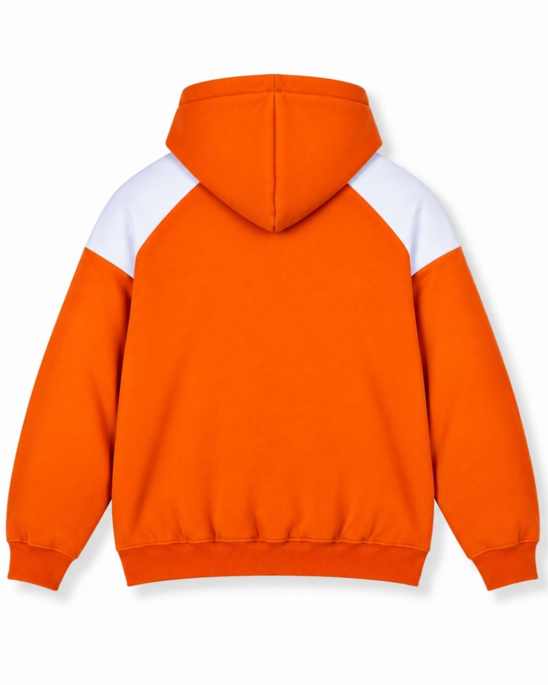 Mens Shoulder Contrast Panel Hoodie - Orange/White - Back
