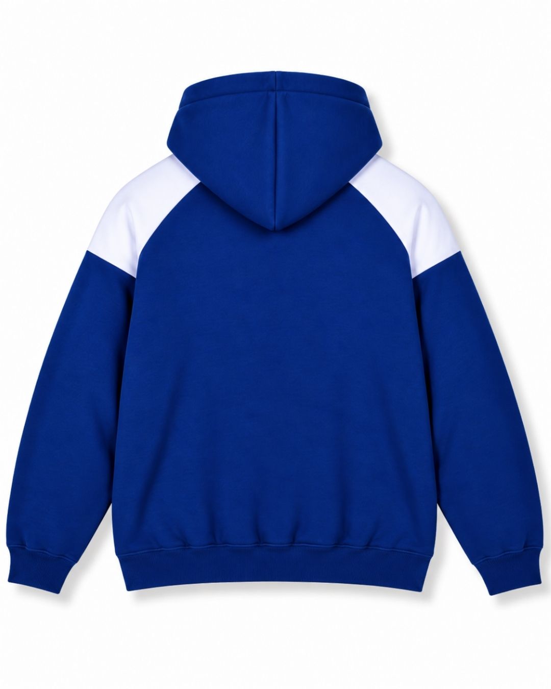 Mens Shoulder Contrast Panel Hoodie - Royal/White - Back