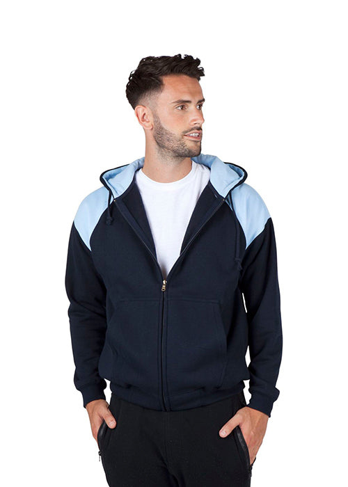Mens Shoulder Contrast Zip Hoodie