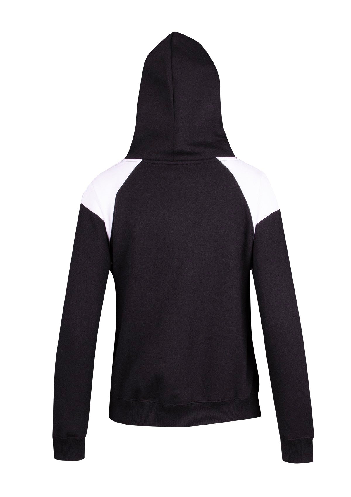 Womens/Juniors  Shoulder Contrast Panel Hoodie - Black/White - Back