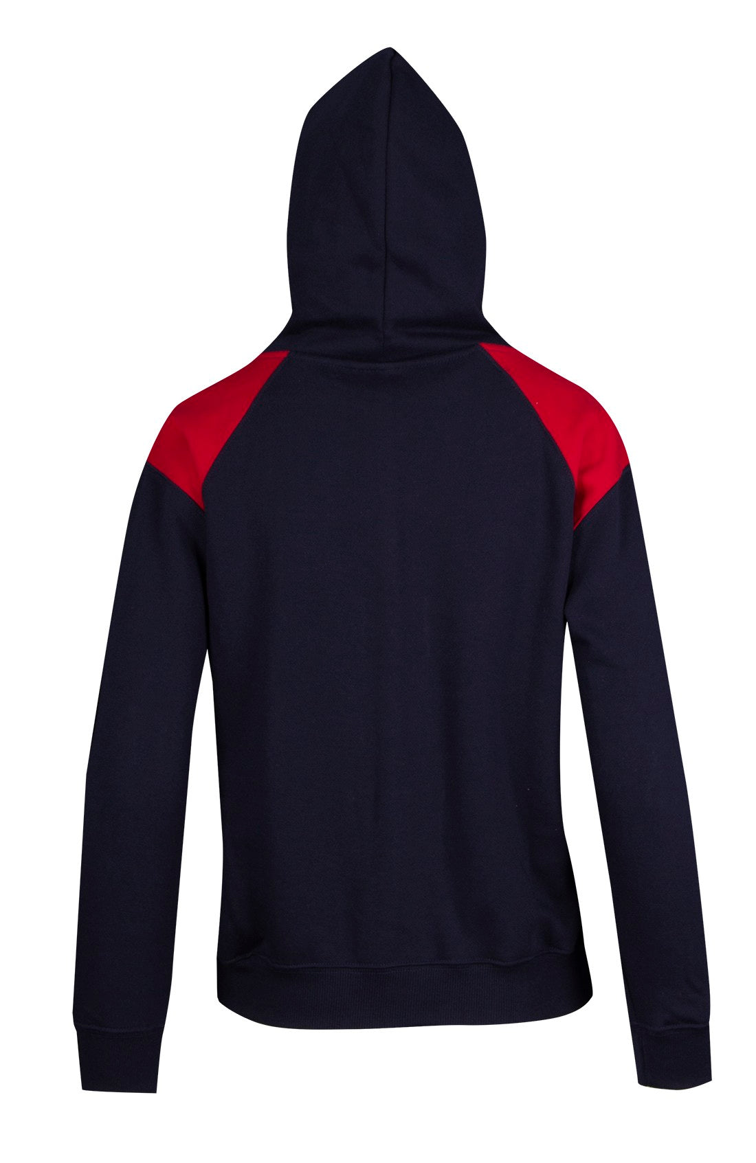 Womens/Juniors  Shoulder Contrast Panel Hoodie - Navy/Red - Back