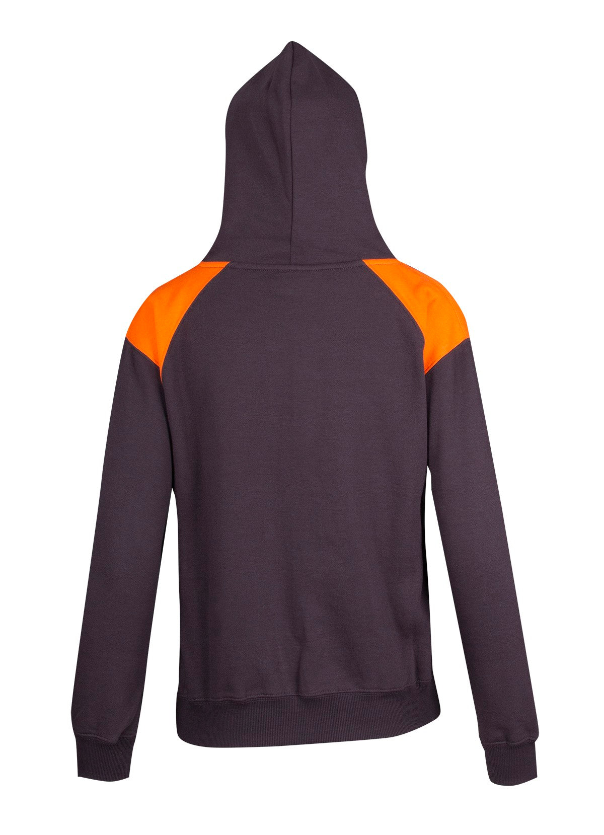 Womens/Juniors  Shoulder Contrast Panel Hoodie - New Charcoal/Orange - Back
