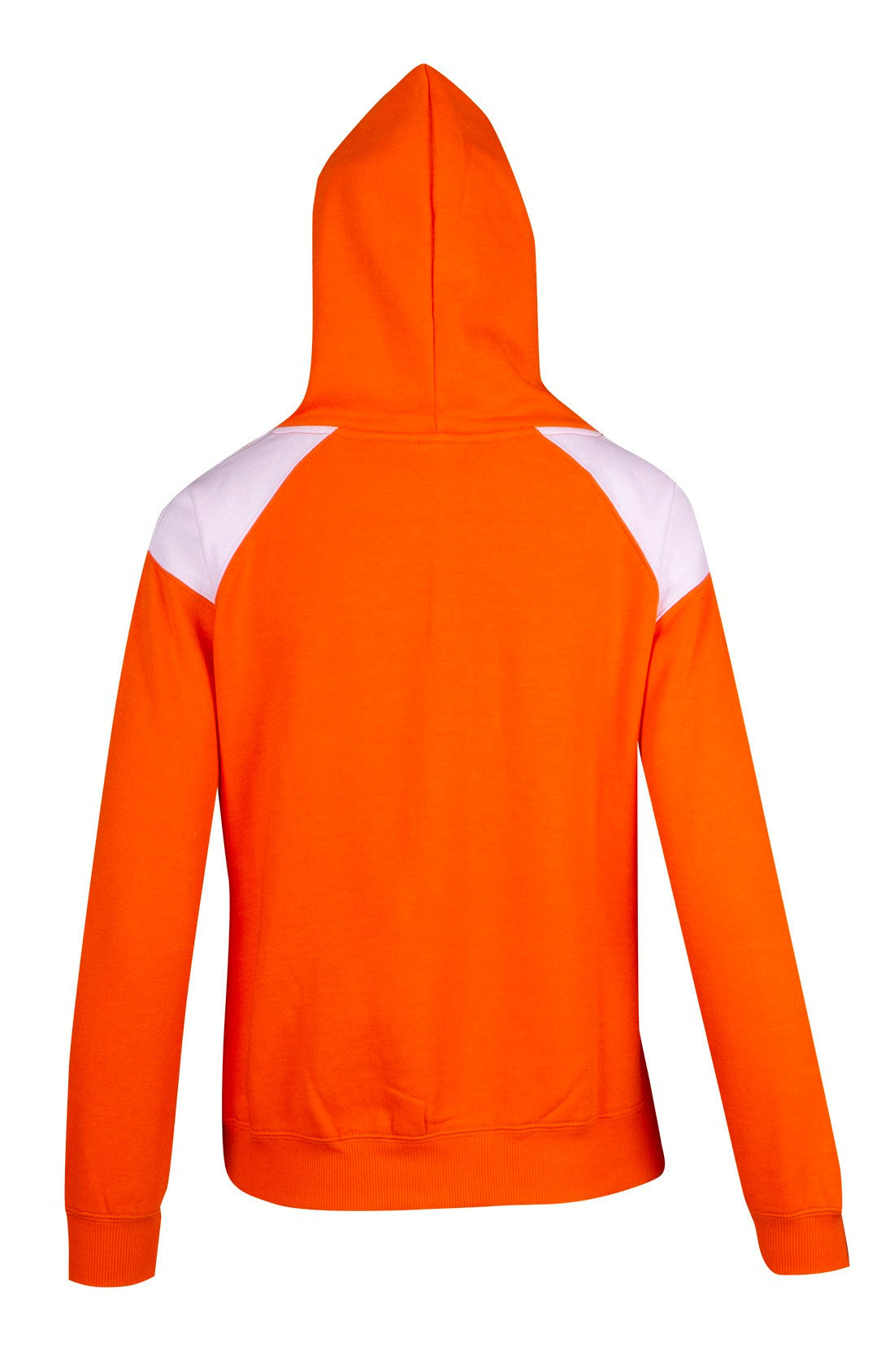 Womens/Juniors  Shoulder Contrast Panel Hoodie - Orange/White - Back