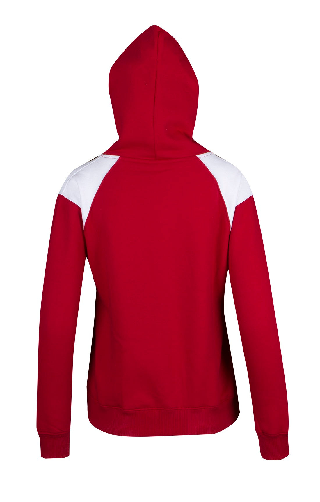 Womens/Juniors  Shoulder Contrast Panel Hoodie - Red/White - Back