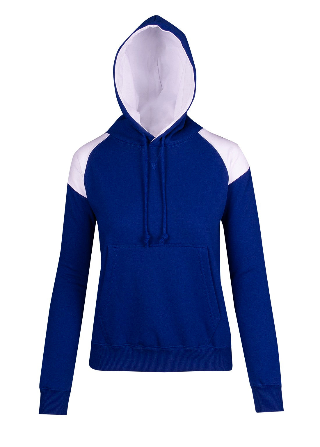 Womens/Juniors  Shoulder Contrast Panel Hoodie - Royal/White - Front