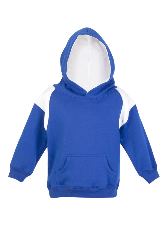 Kids Shoulder  Contrast Panel Hoodies - Royal/White - Front