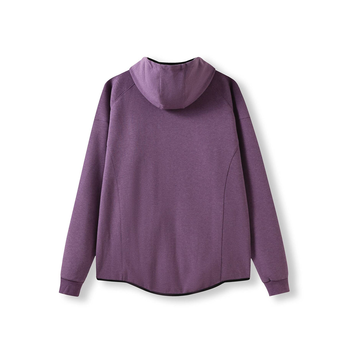 Mens 320gsm Soft cotton/bonded polar fleece Hoodie - Aubergine Marl - Back
