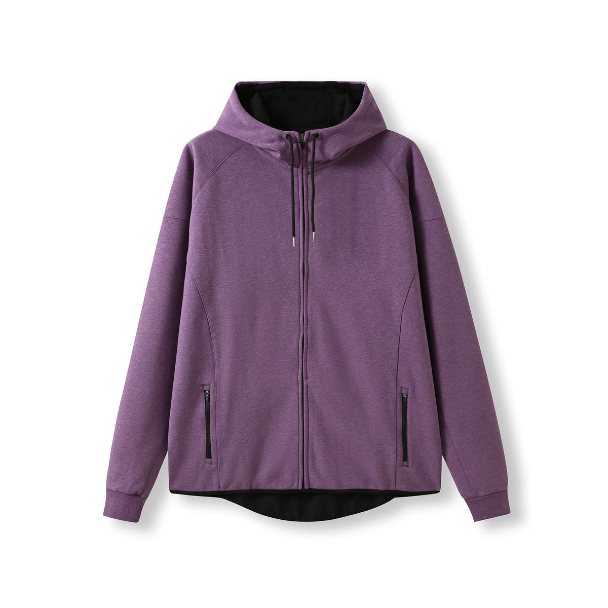 Mens 320gsm Soft cotton/bonded polar fleece Hoodie - Aubergine Marl - Front