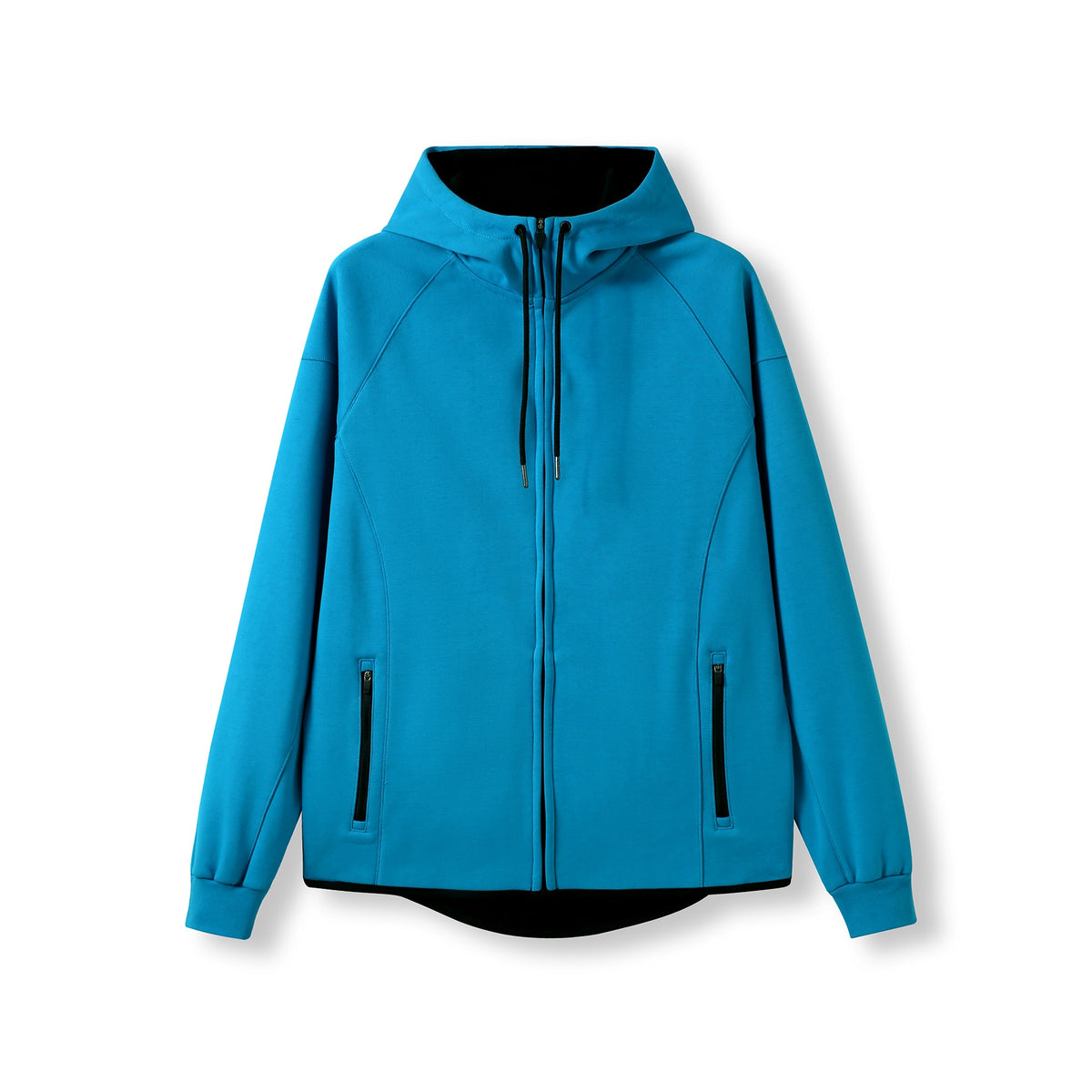 Mens 320gsm Soft cotton/bonded polar fleece Hoodie - Azure - Front
