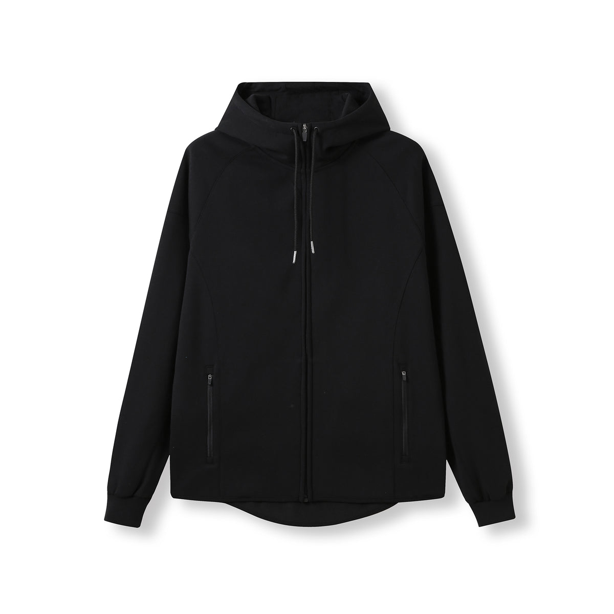 Mens 320gsm Soft cotton/bonded polar fleece Hoodie - Black - Front