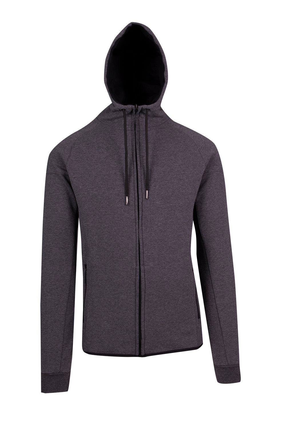 Mens 320gsm Soft cotton/bonded polar fleece Hoodie - Dark Marl - Front