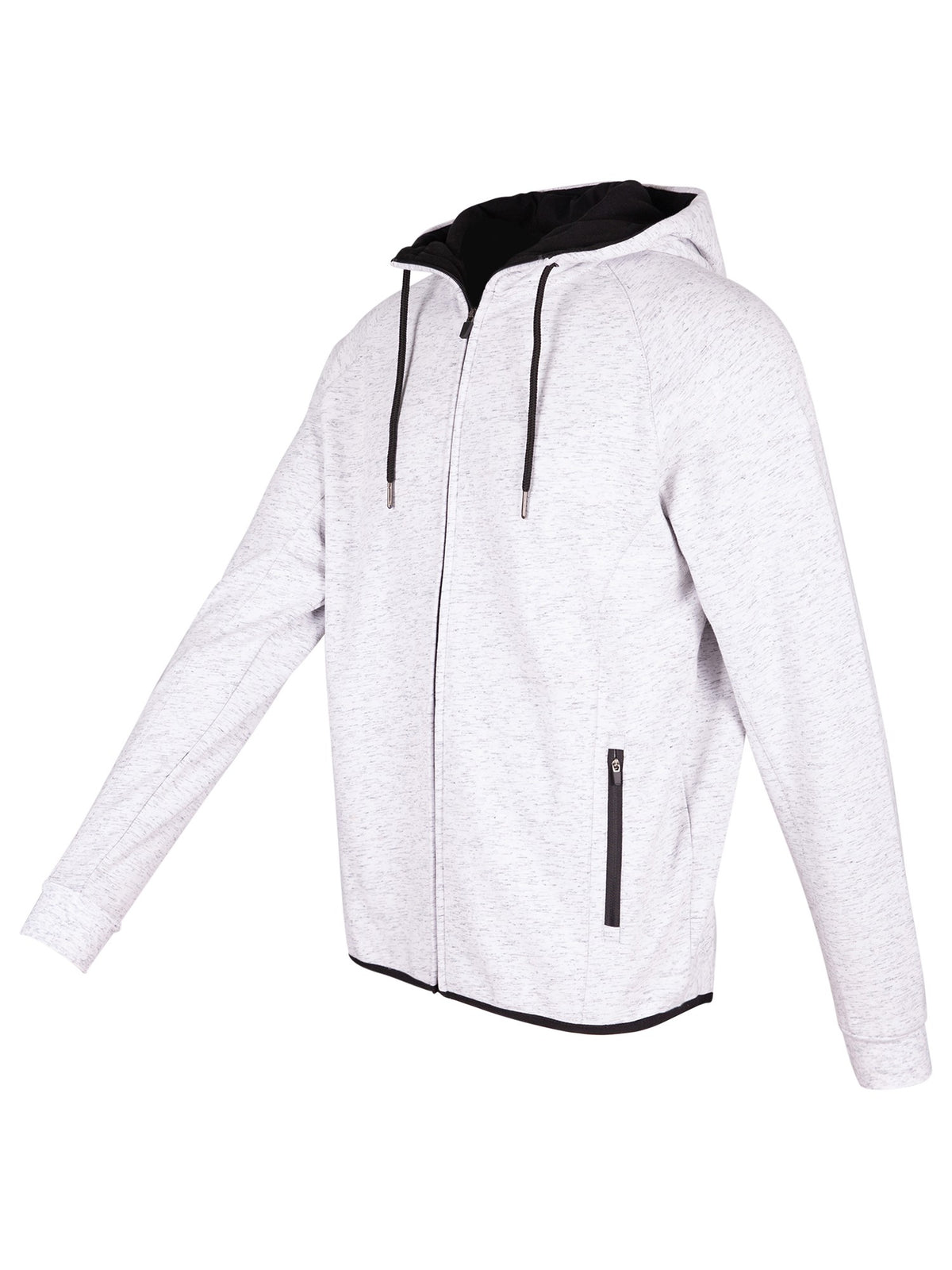 Mens 320gsm Soft cotton/bonded polar fleece Hoodie - White Marl - Side