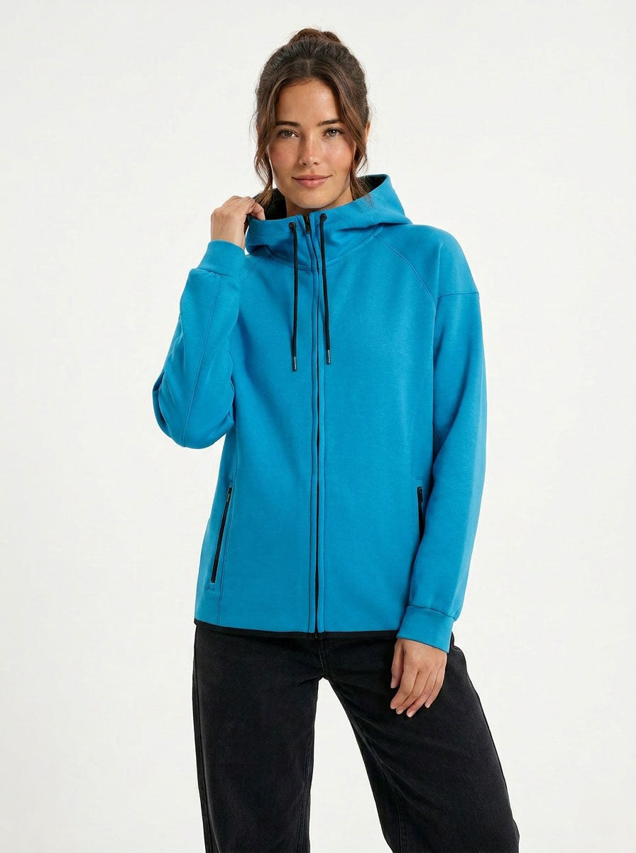 Womens/junior 320gsm Soft cotton/bonded polar fleece Hoodie - view