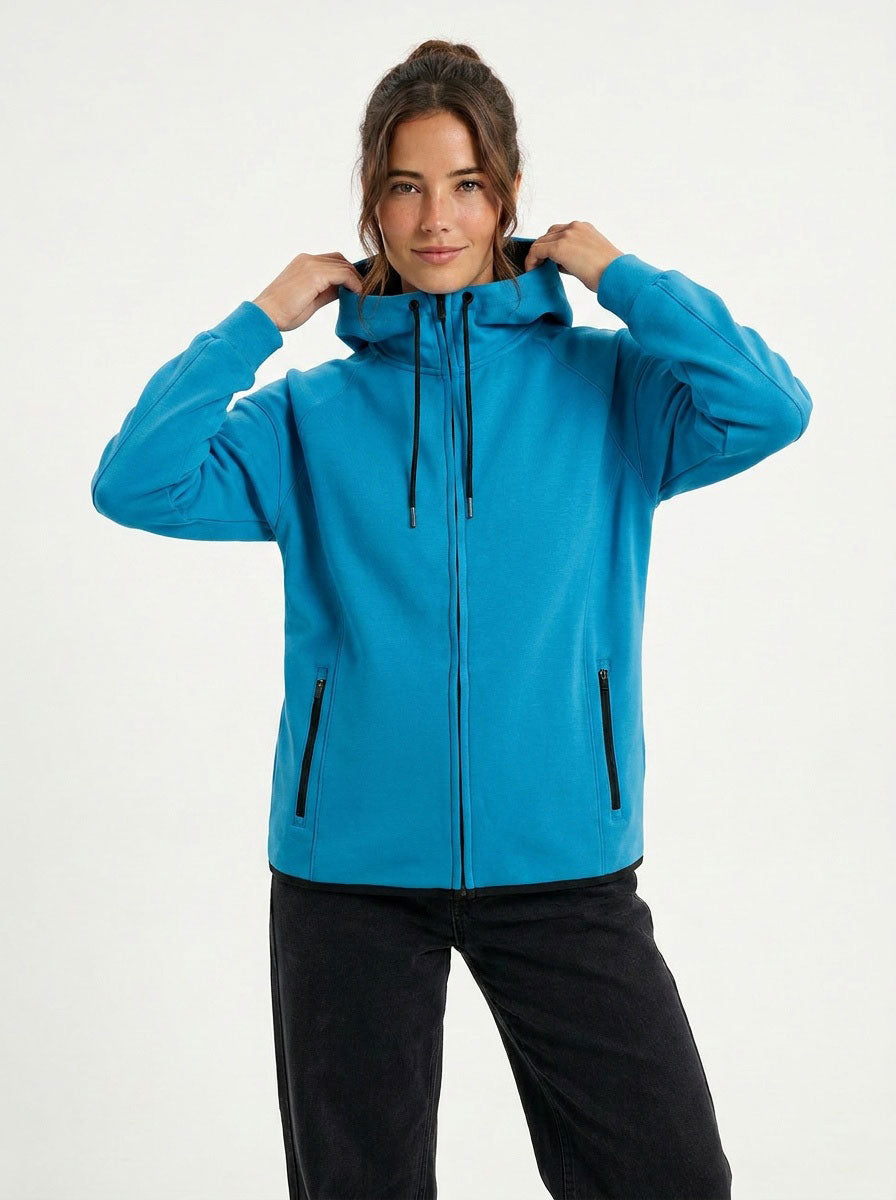 Womens/junior 320gsm Soft cotton/bonded polar fleece Hoodie - view