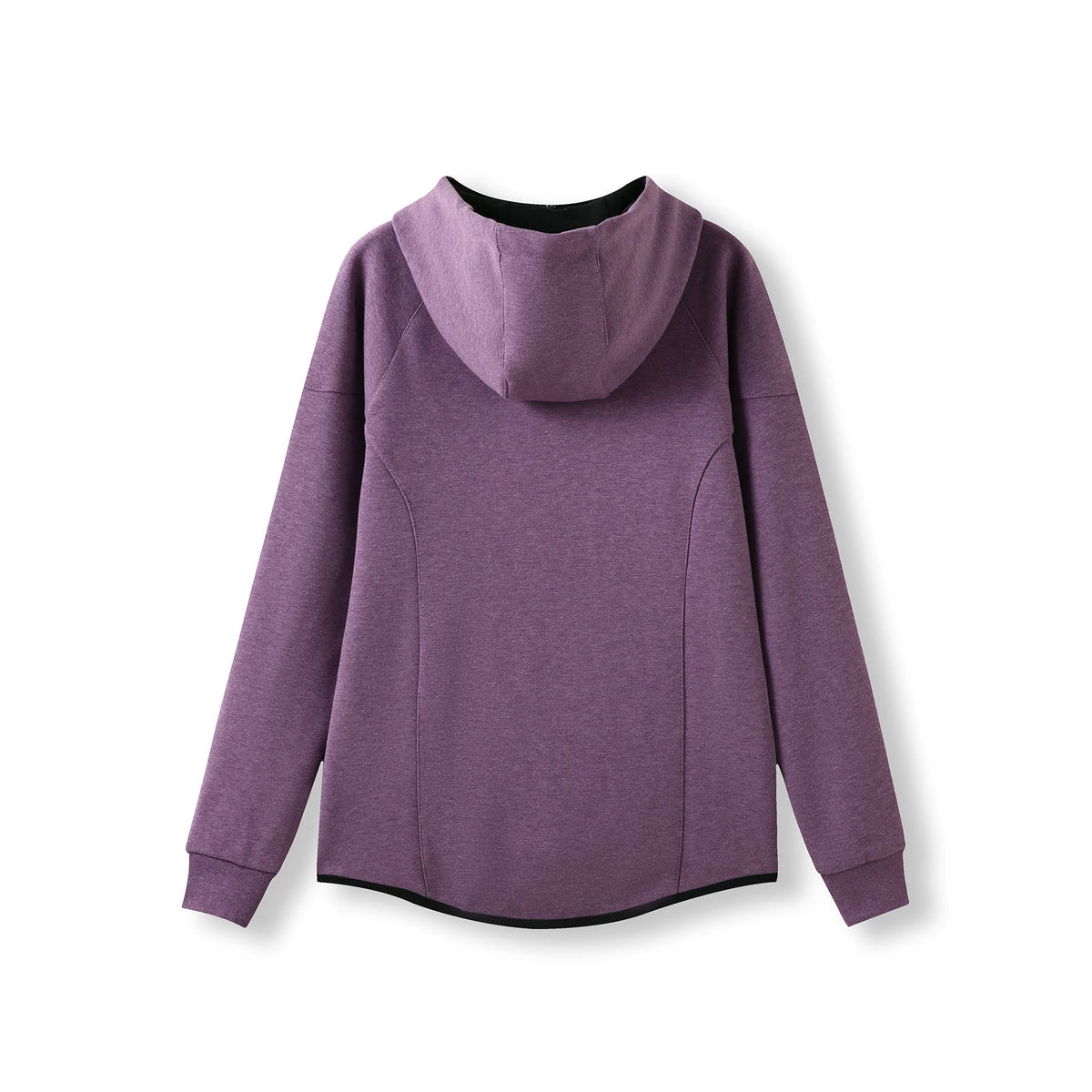 Womens/junior 320gsm Soft cotton/bonded polar fleece Hoodie - Aubergine Marl - Back