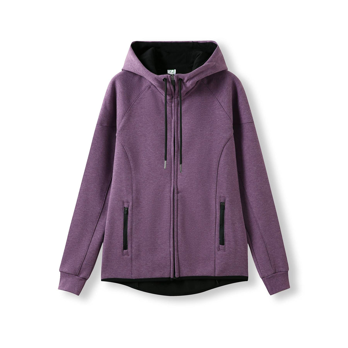 Womens/junior 320gsm Soft cotton/bonded polar fleece Hoodie - Aubergine Marl - Front