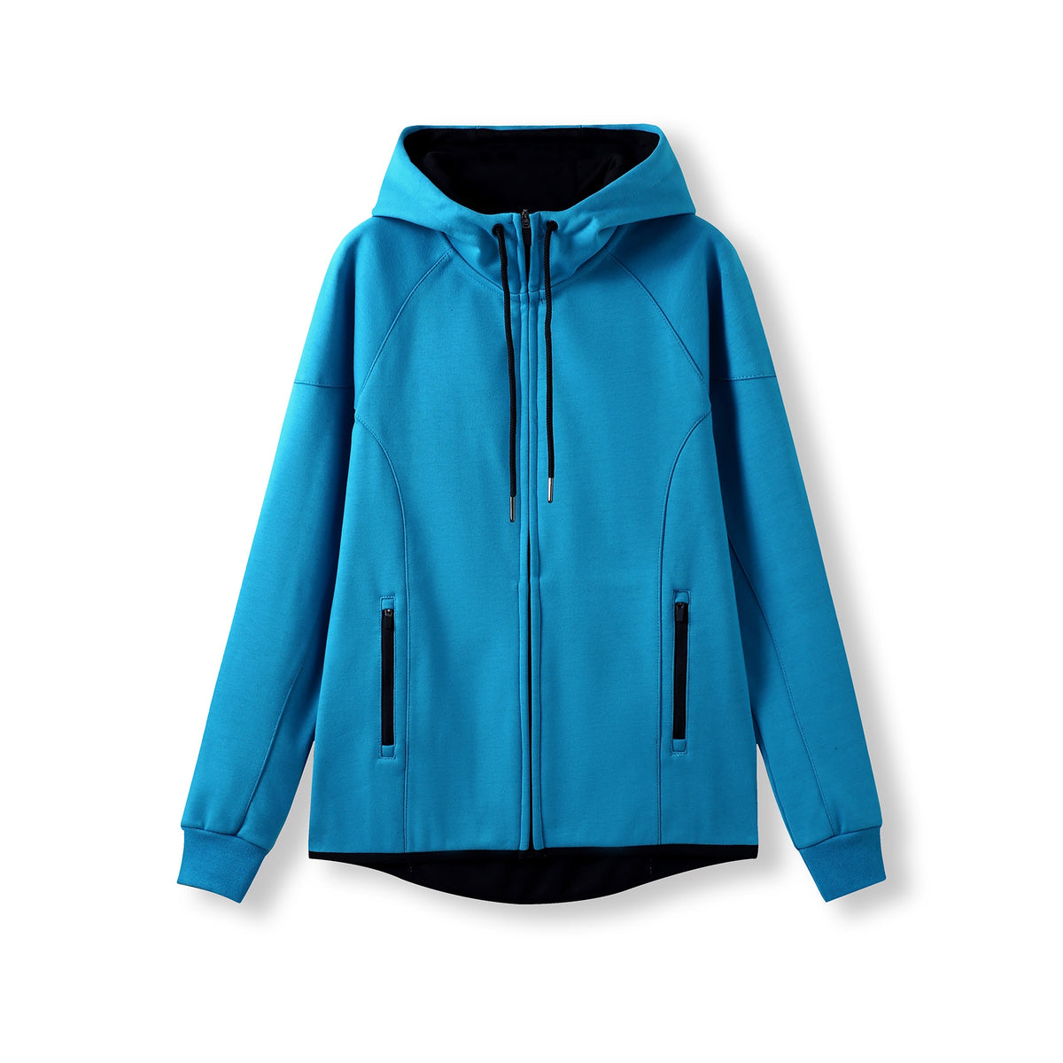 Womens/junior 320gsm Soft cotton/bonded polar fleece Hoodie - Azure - Front